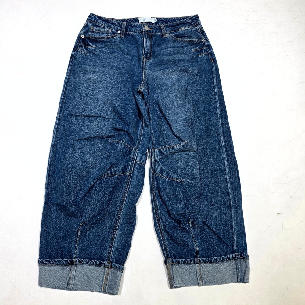 Dakota Blue Jeans W 9/29 Blue Wide Leg Cropped Cuffed Barrel Leg Denim Casual